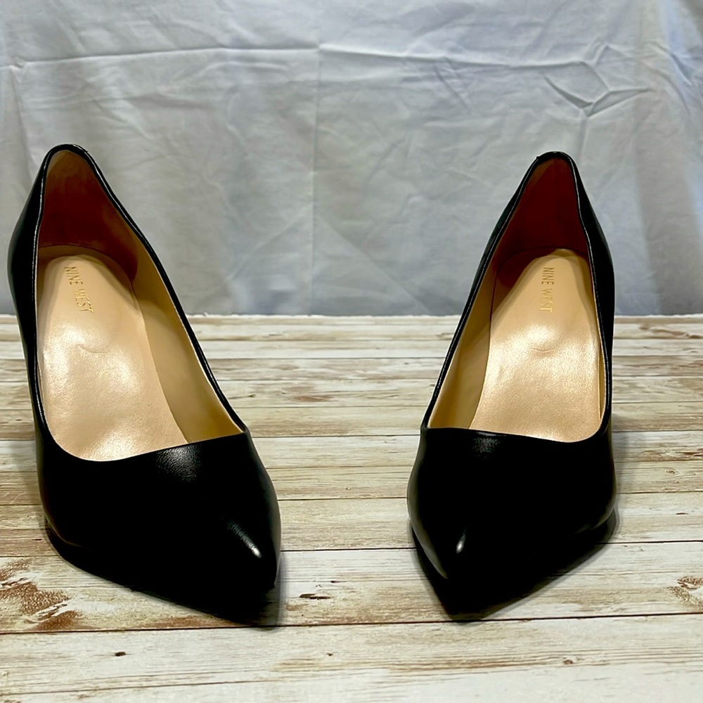 Nine West black leather high heels